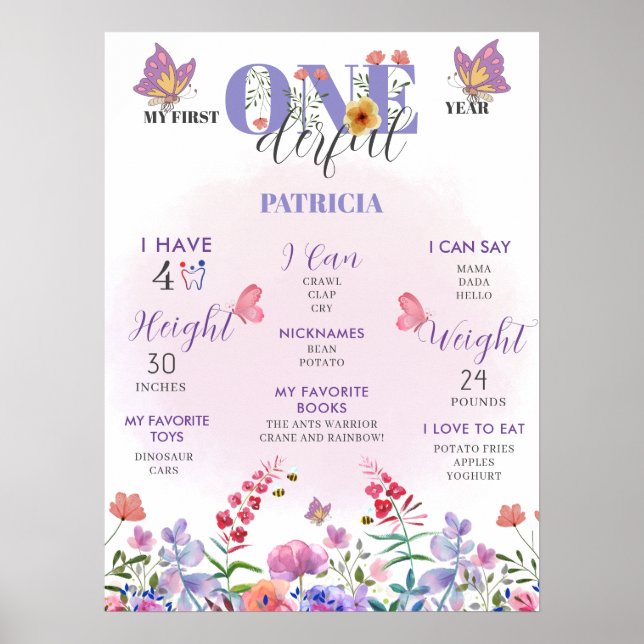 Póster Flor silvestre primer año primer primer año de nat (Frente)