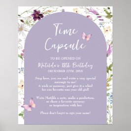 Póster Flor silvestre Una mariposa Cápsula de tiempo de j