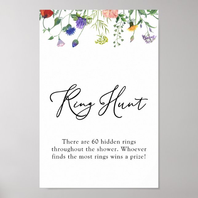 Póster Flor silvestre y abejas zumbando en el Rótulo de l (Frente)