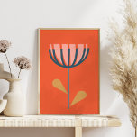 Póster Flor simple de estilo folclórico escandinavo en Na<br><div class="desc">Bonito y minimalista,  este moderno arte folclórico de estilo danés cuenta con una flor vectorial simple en naranja.</div>