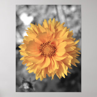 Póster Flor tintada amarilla