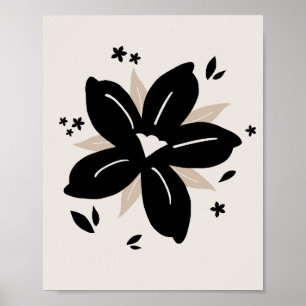 Póster Flor Tropical 03 Botánica Beige Y Negro
