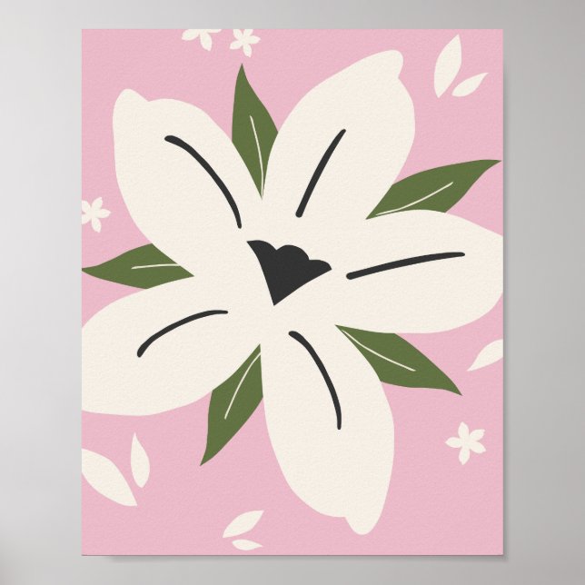 Póster Flor tropical 05 Botánica rosa (Frente)