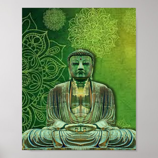 Póster Flor verde de Buddha Lotus (Frente)