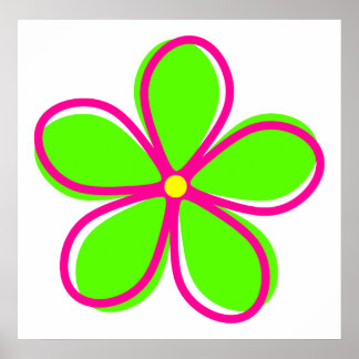 Póster Flor verde retro