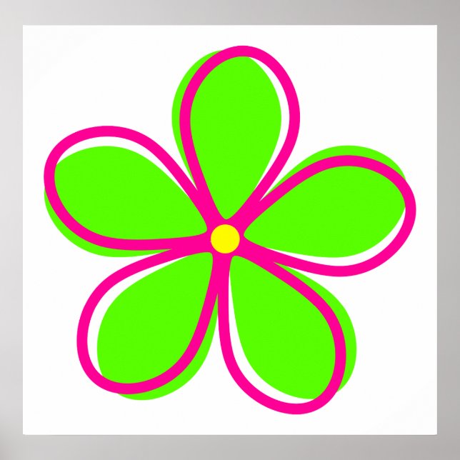 Póster Flor verde retro (Frente)