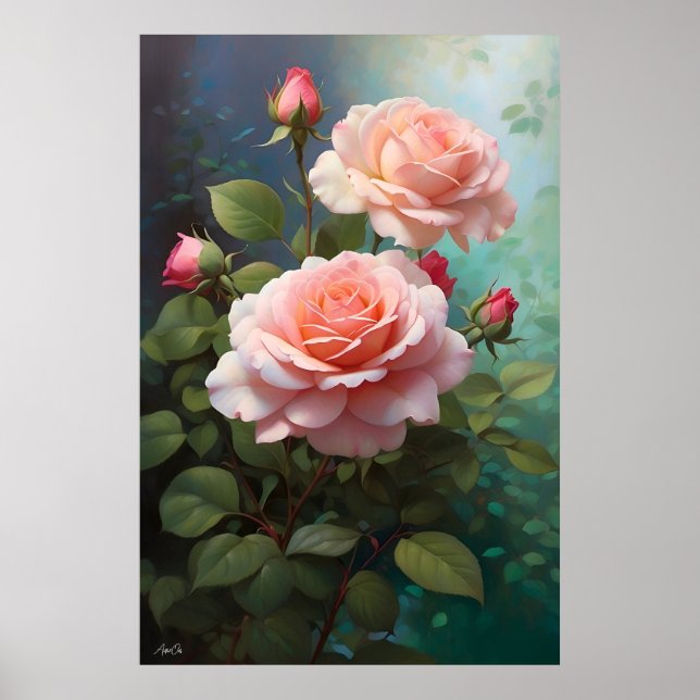 Póster Flor | WallArt | Estilo de pintura de aceite (Frente)
