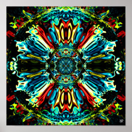 Póster Flor X v1 - patrones coloridos pareidolia