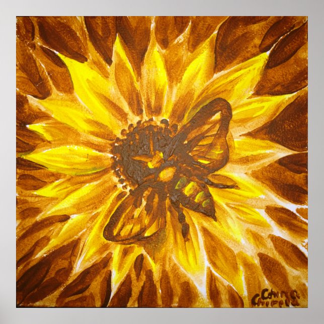 Póster Flor y abeja amarillas (Frente)