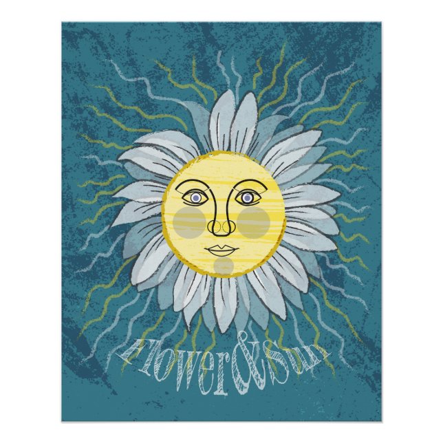 Póster Flor y sol - Naturaleza (Anverso)
