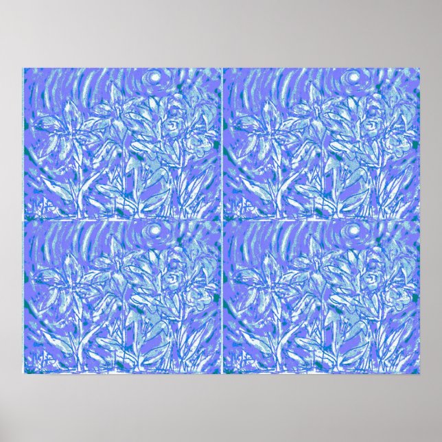 Póster Flora azul 1 (Frente)