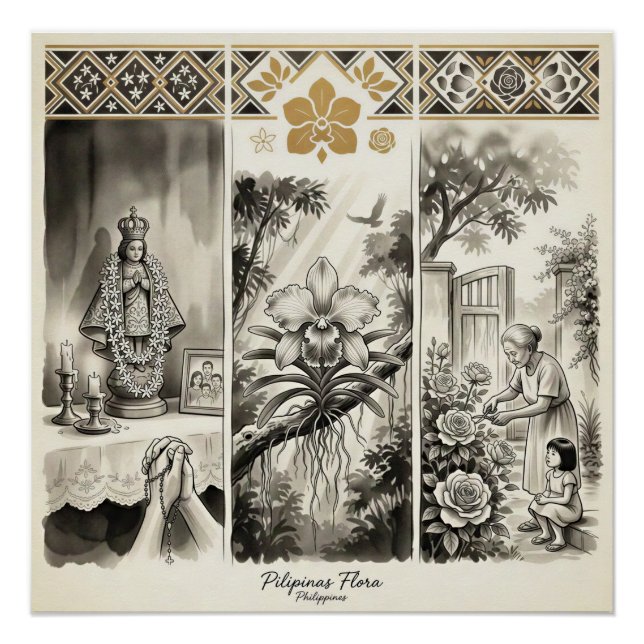 Póster Flora de Filipinas - Sampaguita · Waling-Waling ·  (Anverso)