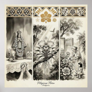 Póster Flora de Filipinas - Sampaguita · Waling-Waling ·