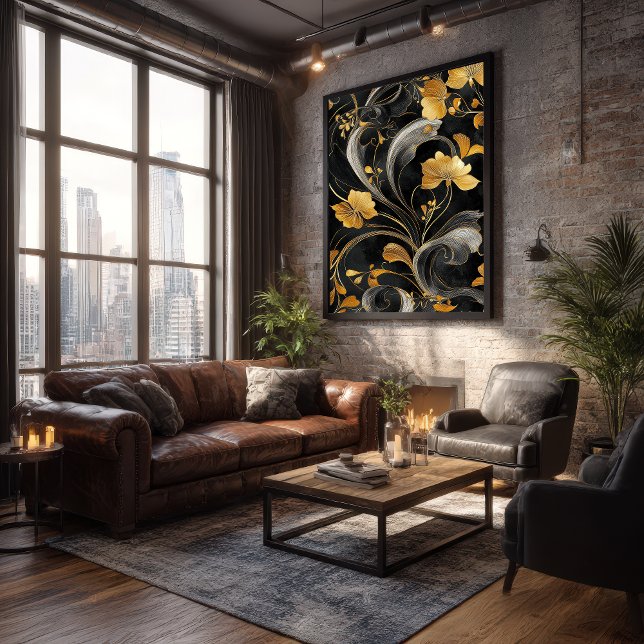 Póster Flora dorada elegante de estilo Art Nouveau (Subido por el creador)