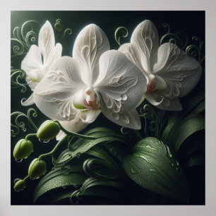 Póster Flora Orquídea Blanca
