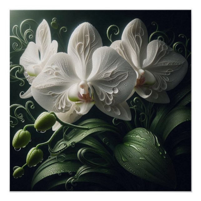 Póster Flora Orquídea Blanca (Anverso)