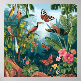 Póster Flora tropical y fauna de tierras hispanas