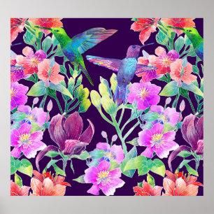 Póster Flora y fauna exóticas: patrón sin foco