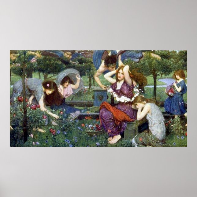 Póster Flora y Zephyrs, de John William Waterhouse (Frente)