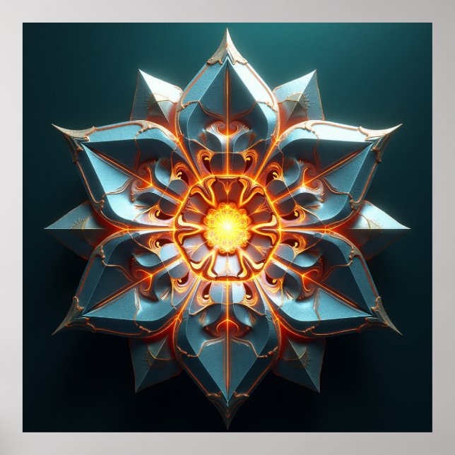 Póster Floración Crono-Fractal: Tejido Etéreo (Frente)