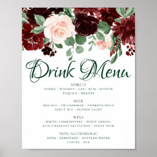 Póster Floraciones rusas   Menú de bebidas rojas Terracot