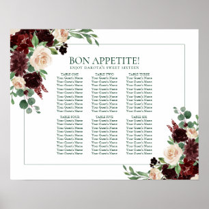 Póster Floraciones rusas   Terracotta Marsala 6 Asientos 