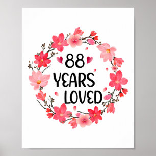 Póster Floral 88 años mujeres amadas 88 años Guay 88th