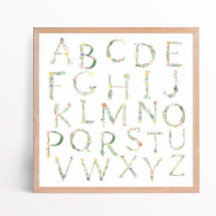 Floral ABC Alphabet Nursery Art