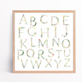 Póster Floral ABC Alphabet Nursery Art