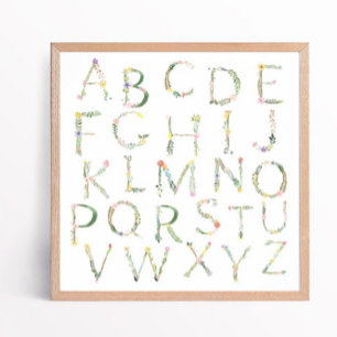 Póster Floral ABC Alphabet Nursery Art