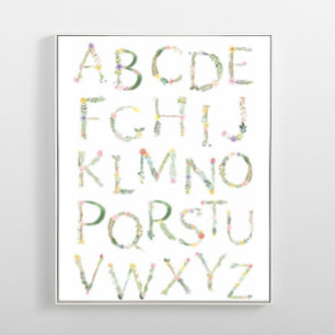Póster Floral ABC Alphabet Nursery Art