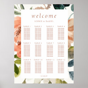Póster Floral acuarela 12 Boda de tabla