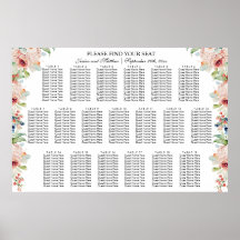 Floral acuarela 19 mesas Boda asiento