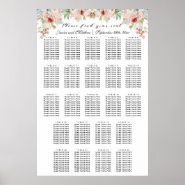 Póster Floral acuarela 23 mesas Boda asiento