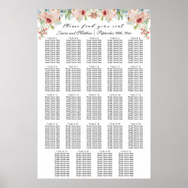 Póster Floral acuarela 24 mesas Boda asiento