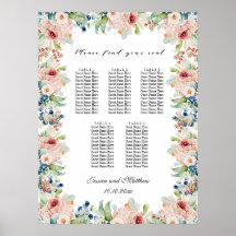 Floral acuarela 5 mesas Boda asiento