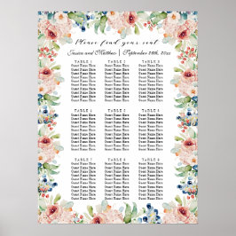 Póster Floral acuarela 9 mesas Boda asiento