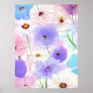 Póster Floral Acuarela Pastel – Impresión de Arte 