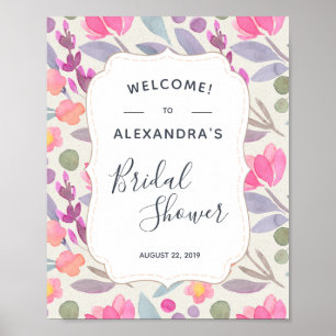Póster Floral Acuarela Soñadora   Bienvenida a la Fiesta 