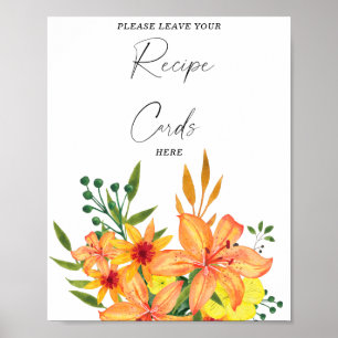 Póster Floral acuarela Su receta aquí