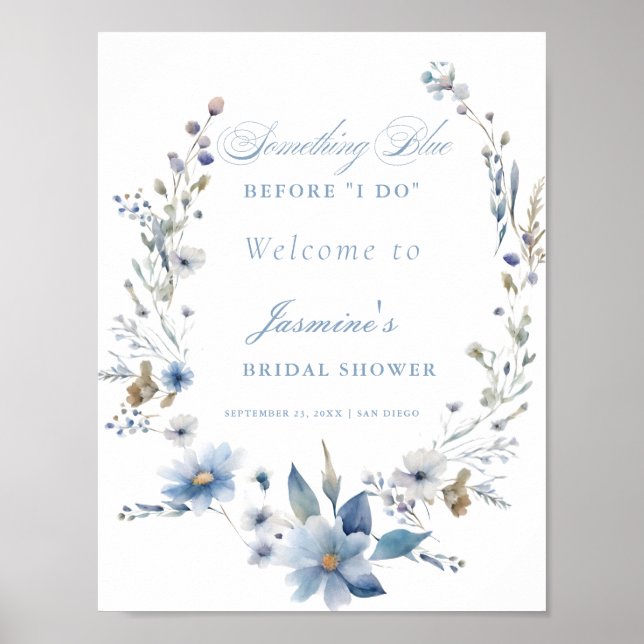 Póster Floral Algo azul antes de hacer ducha de novia (Frente)