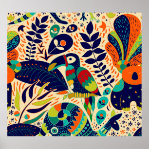 Póster Floral amarilla: fondo de escritorio tropical bril