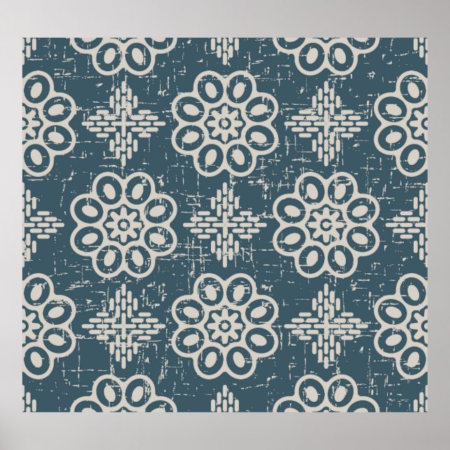 Póster Floral Antiguo: Curva redonda sin soldadura. (Frente)