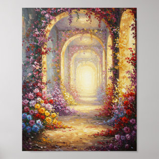 Póster Floral Archway Corridor | Impressionist Oil Art