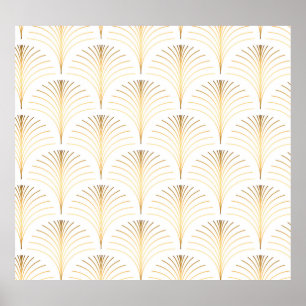 Póster Floral Art Decó: Elegancia Dorada.