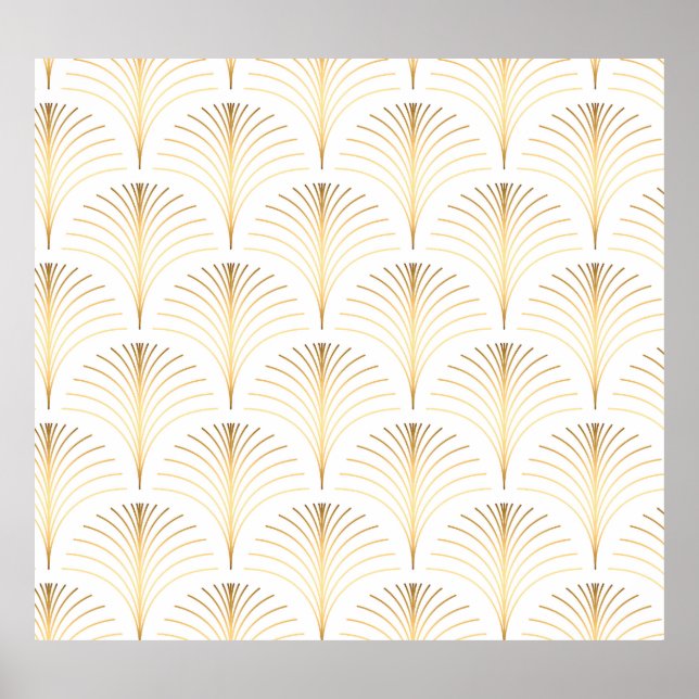 Póster Floral Art Decó: Elegancia Dorada. (Frente)