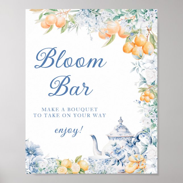 Póster Floral azul Citrus Theme Bloom Bar (Frente)