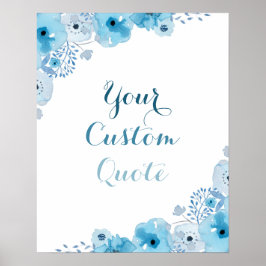 Póster Floral azul Comilla personalizada Personalizado pr