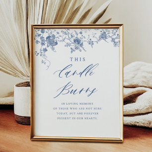 Póster Floral azul esta vela quema monumento a los Bodas