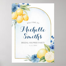 Floral azul Lemonade Ducha de novia signo de bienv